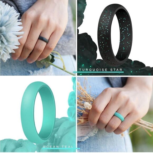 Silicone Wedding Bands Pack of 7 - Picture 2 of 5